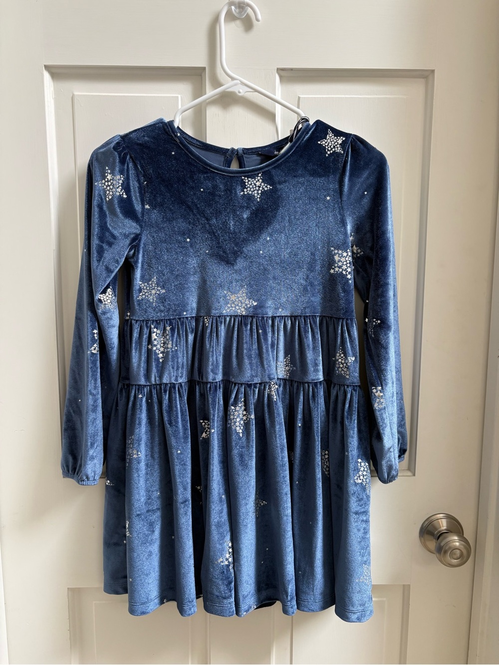 Joules Velvet Star-Print Party Dress in Navy